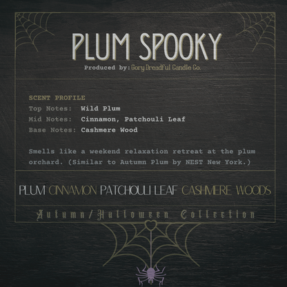 Plum Spooky Wax Melt Brittle: Plum Cinnamon Patchouli Leaf Cashmere Woods Scent