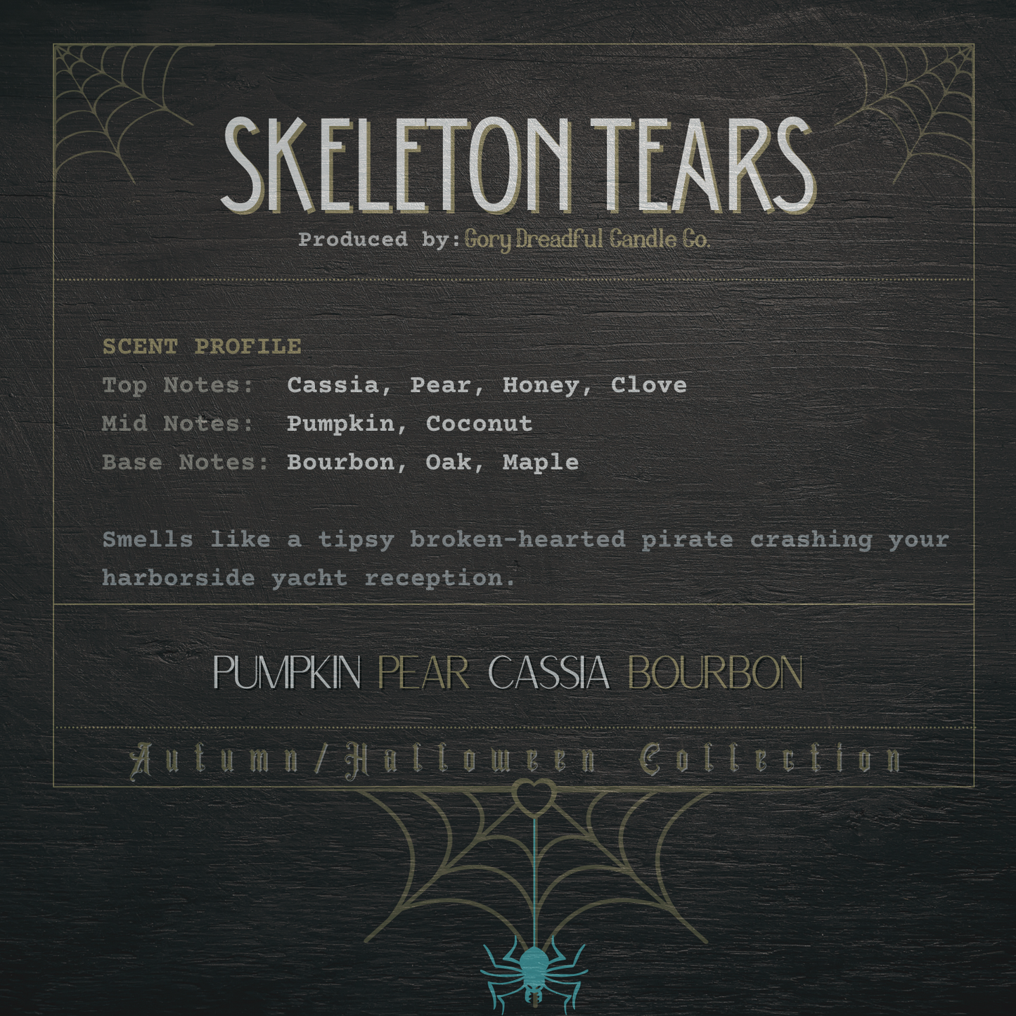 Skeleton Tears Sizzling Room Salt Crystal Potpourri: Pumpkin Pear Cassia Bourbon Scent