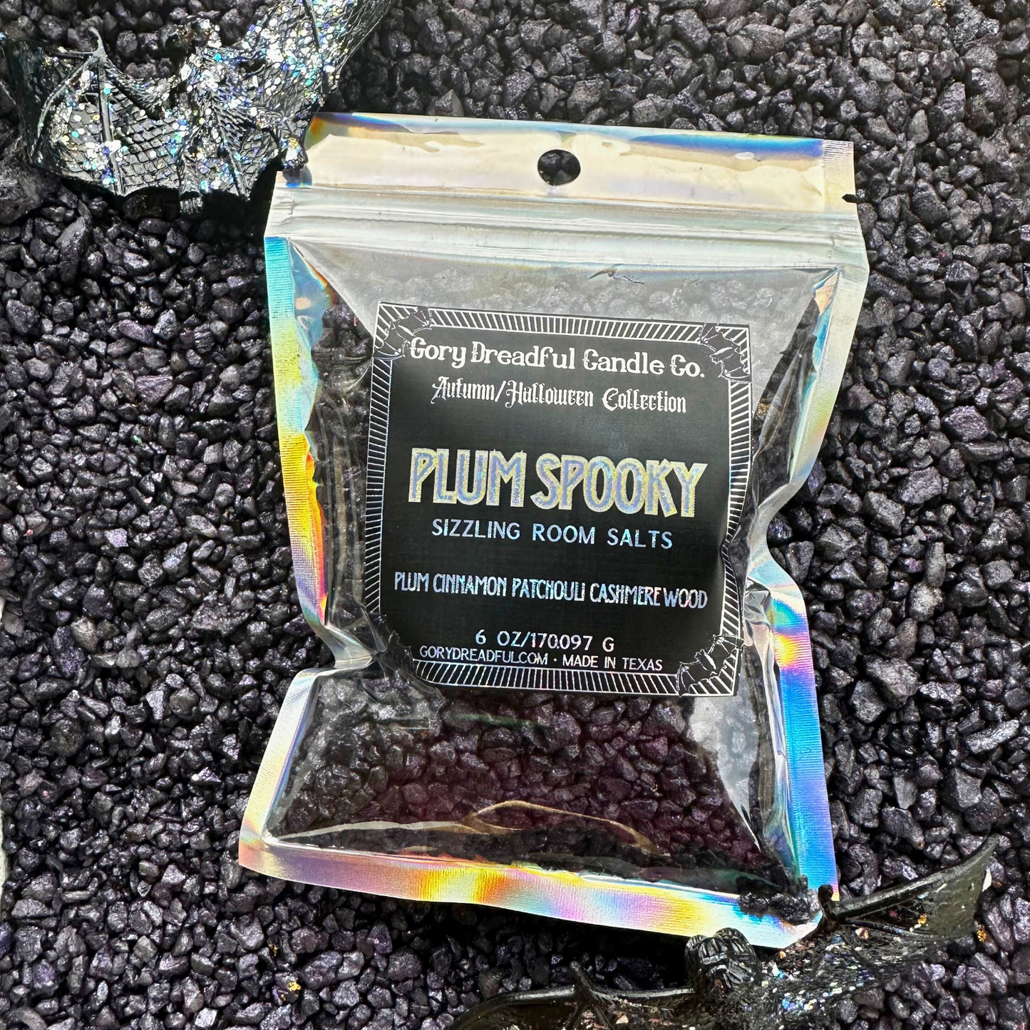 Plum Spooky Sizzling Room Salt Crystal Potpourri: Plum Cinnamon Patchouli Leaf Cashmere Woods Scent