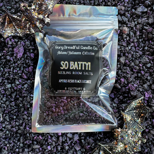 So Batty! Sizzling Room Salt Crystal Potpourri: Amyris Resin Black Licorice Scent