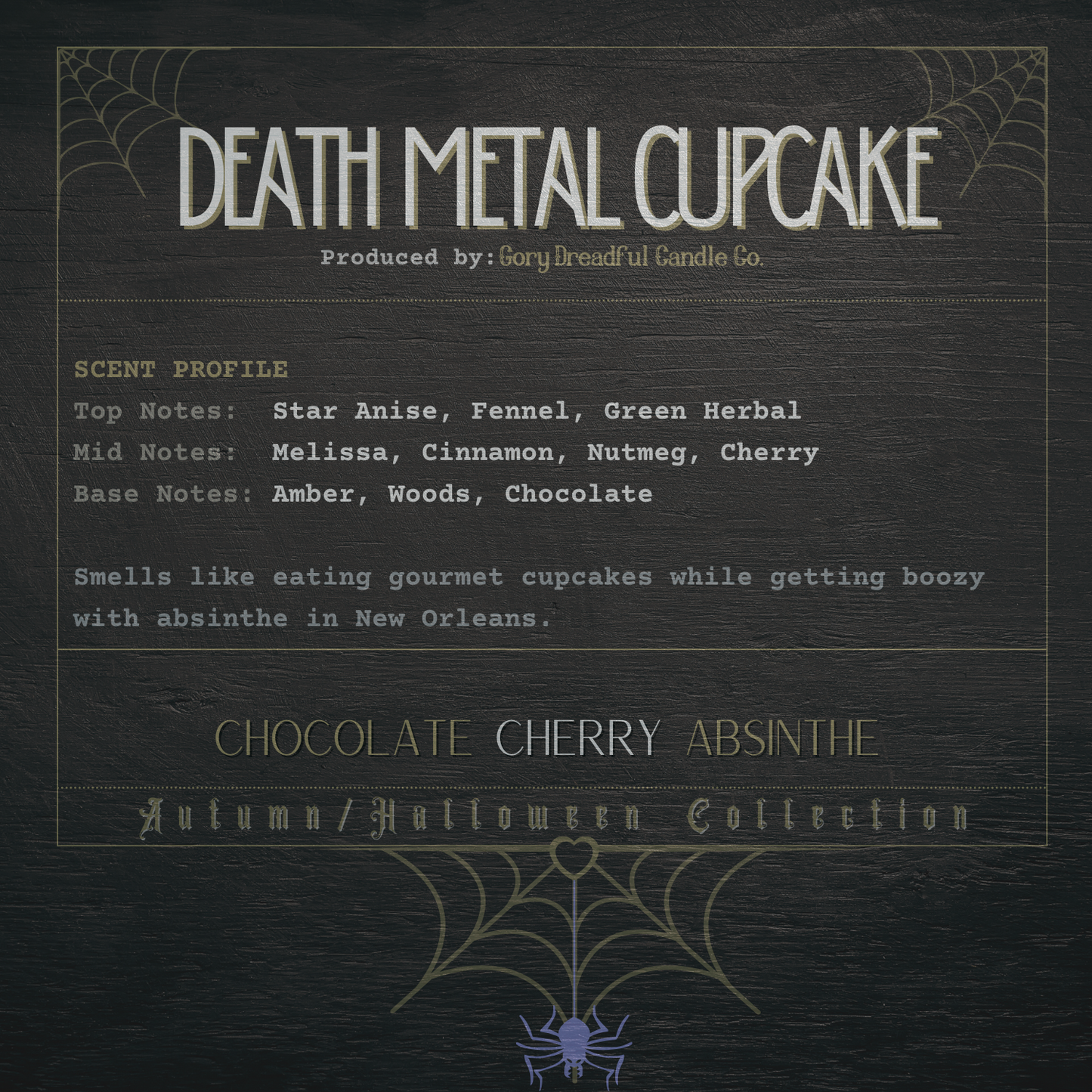 Death Metal Cupcake Sizzling Room Salt Crystal Potpourri: Chocolate Cherry Absinthe Scent