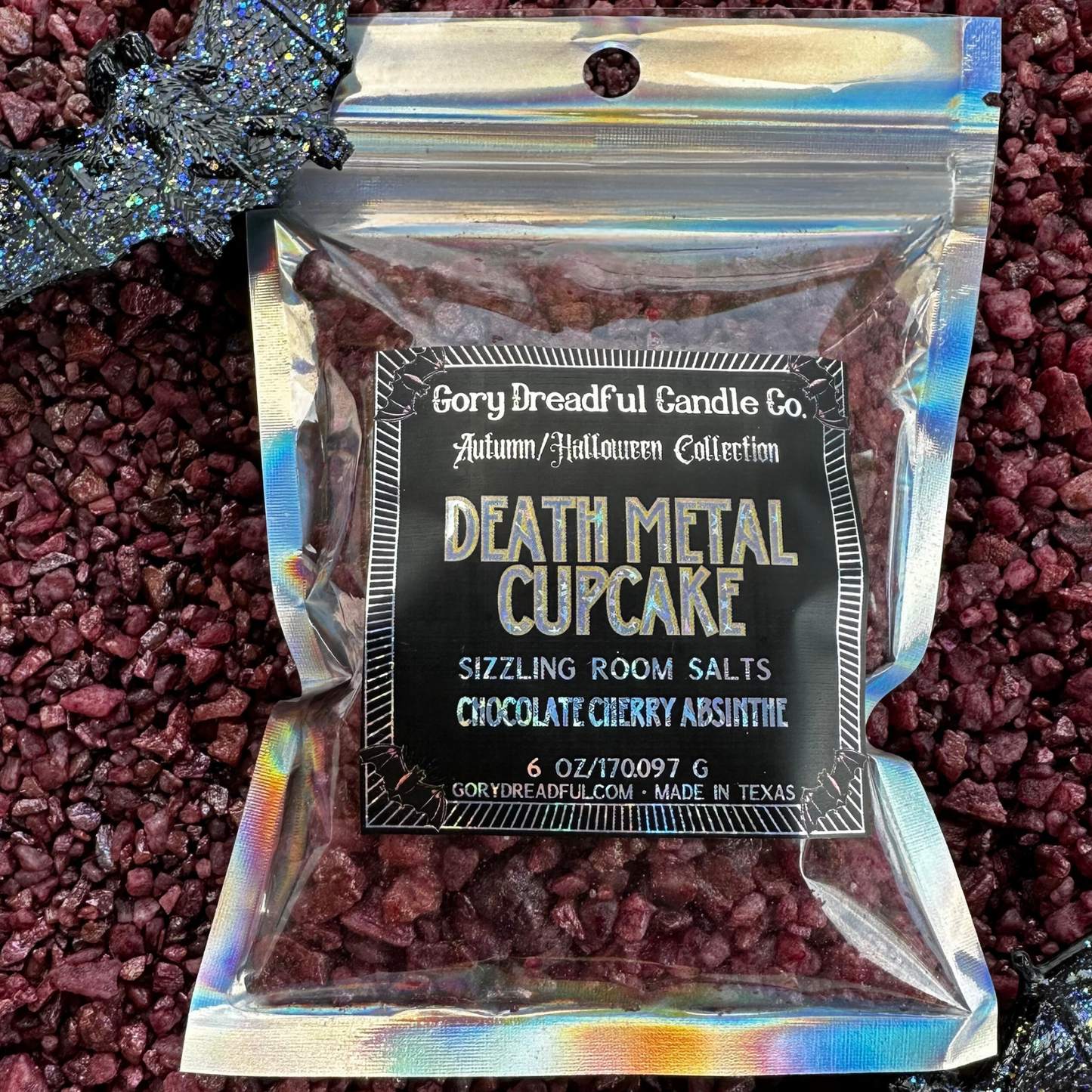 Death Metal Cupcake Sizzling Room Salt Crystal Potpourri: Chocolate Cherry Absinthe Scent