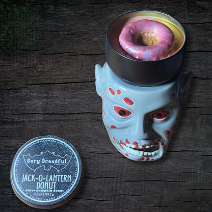 Jack-O-Lantern Donut Wickless Candle: Dulce Pumpkin Donut Scent